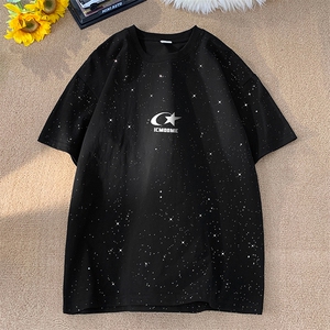 量大优供抖音视频 支持得物配合二开美式满天星亮片短袖T恤MTX275图片
