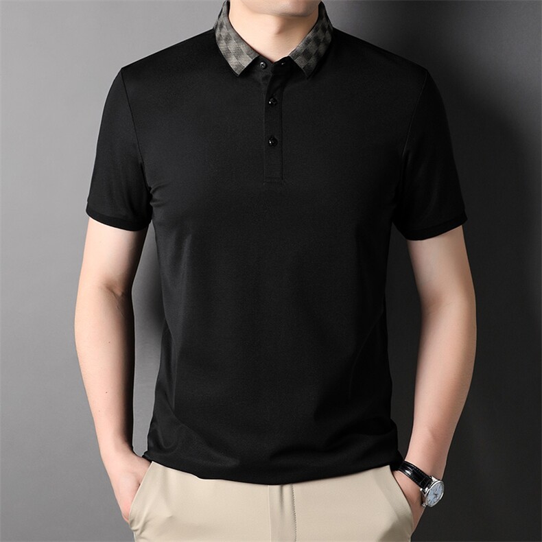 polo衫男2023新款夏季纯色翻领短袖套头衫T恤中青年男士打底上衣,男装T恤,电商B212（原钱塘6029）