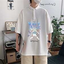 PL57175-P35 翻领短袖polo衫男大码胖子半袖t恤男有领保罗衫 模特图片