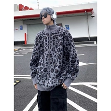 美式豹纹开衫毛衣男秋冬韩系轻熟风针织衫，男装针织衫/毛衣，星座716-4