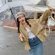 卡其色蕾丝拼接短外套女春秋2025新款小香风设计感时尚小个子风衣，女装短外套，帛香坊