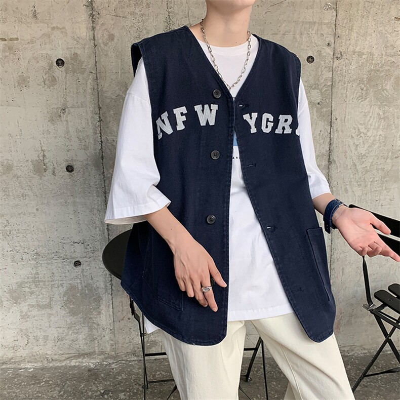 工装马甲男高街个性字母2023夏季新款ins韩版潮宽松外套W2636-P32,男装背心/马甲,星座412-2