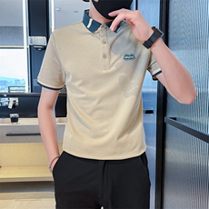 2025夏季新款撞色领短袖T恤刺绣时尚Polo衫T02406-P48，男装T恤，电商D342