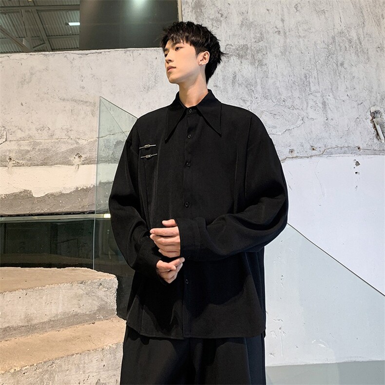 新中式风衬衫男长袖春秋2024新款外套宽松复古衬衣CY692-P49,男装衬衫,星座412-3