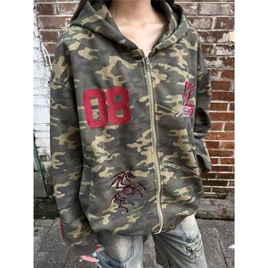 文艺日系ins迷彩刺绣卫衣慵懒流行原宿时尚新款气质潮流WB585-P70图片