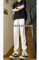 高品质垂感西裤高街小众美式西裤休闲裤男拉链拼色裤子K2306-P60，男装休闲裤，电商A062