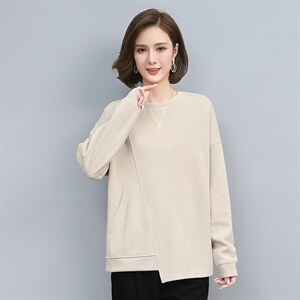 2021春季新款时尚休闲拼接打底上衣，女装卫衣/绒衫，叶笙衣