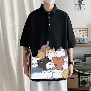 PL57162-P35 翻领短袖polo衫男大码胖子半袖t恤男有领保罗衫 模特图片