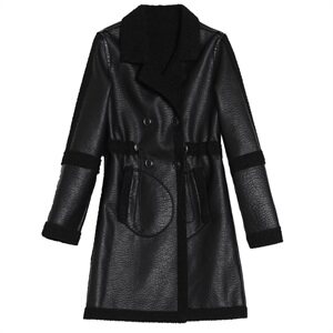 【现货】冬季新款优雅时尚加厚两面穿皮衣潮流抽绳收腰皮衣外套，女装皮衣，江南女神