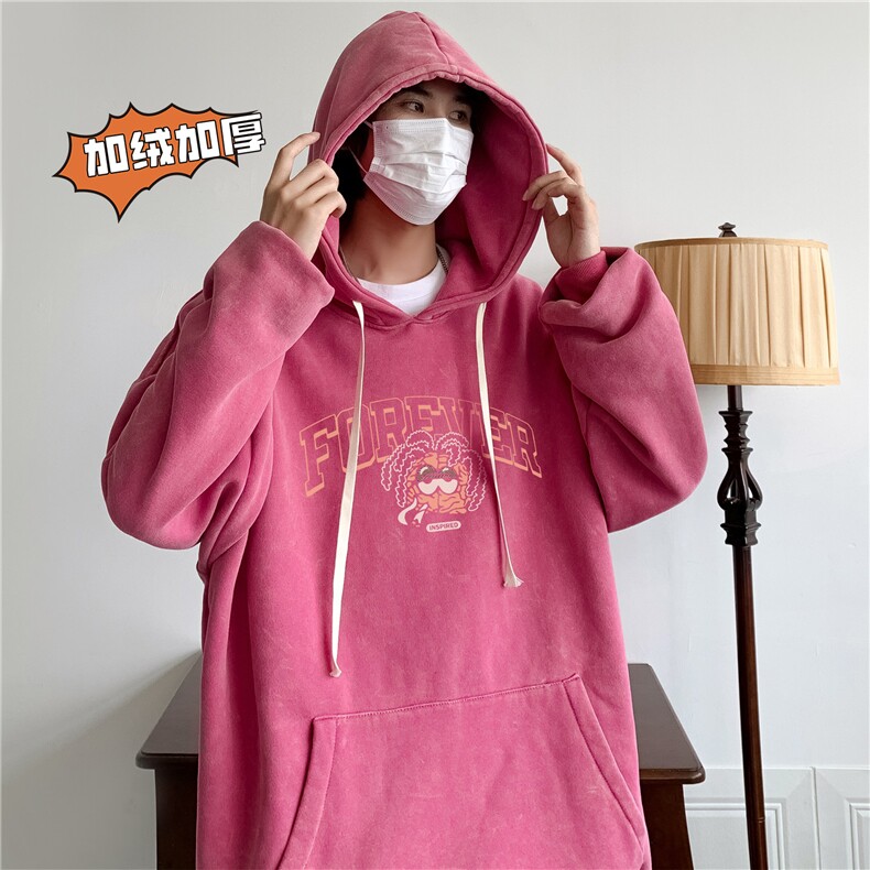 新款秋冬港风宽松连帽套头卫衣X5665-常规P70控88-加绒P80控98,男装卫衣,电商A061-1