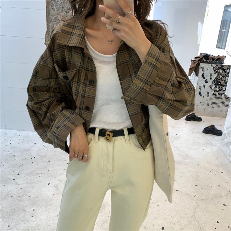 秋款格子小外套，其它，约她