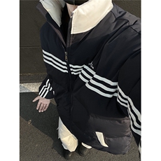 冬装新品美式条纹织带棉服刺绣logo棉衣休闲外套男G1100P118，男装棉衣，电商A339