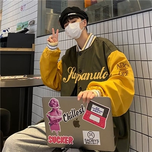 男秋季外套潮牌街头棒球服夹克外套双层J227P40图片