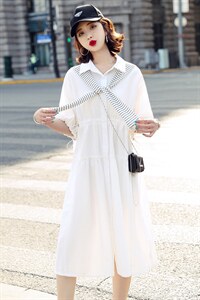 现货2026春夏新品高密水洗棉配披肩学院风胖mm遮肉连衣裙，女装连衣裙，丝露依尚（原SL）