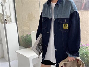 春季新款牛仔拼接外套图片