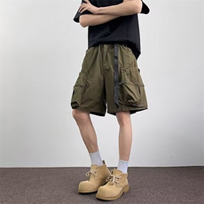 工装休闲短裤男士韩版潮流高街大口袋2025夏季ins五分裤K6402-P48，男装牛仔裤，星座412-3