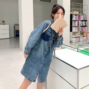 新中式牛仔连衣裙女2024春秋新款高端复古百搭衬衫裙图片