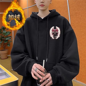 1506-1/WHL1461/P40卫衣男连帽ins港风宽松潮牌字母印花百搭外套图片