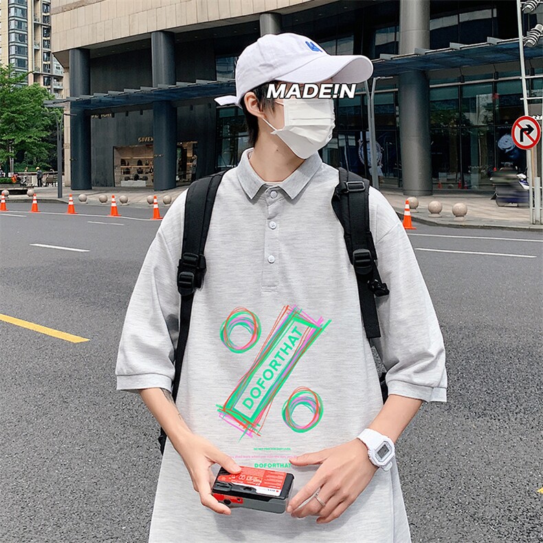 PL57171-P35 翻领短袖polo衫男大码胖子半袖t恤男有领保罗衫 模特图片