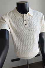 盗图老钱风镂空透气冰爽丝翻领针织短袖POLO衫D26026/P58控88，男装T恤，电商A243