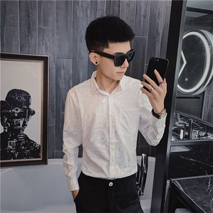 3秋季长袖衬衫社会精神小伙亮色发型师个性男衬衣C301B-CS31图片