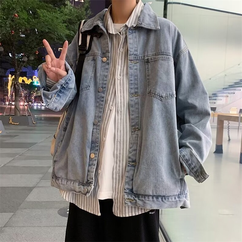 美式高街牛仔外套男韩版潮流痞子帅2023秋冬新款ins夹克W5047-P57，男装大码男装，星座412-2