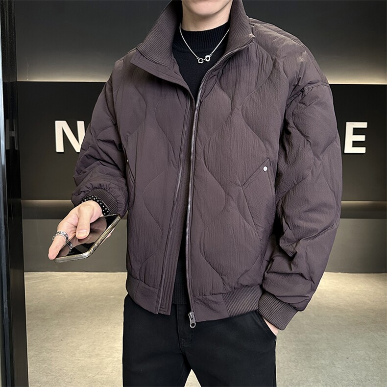 新标90绒2025设计师款简约休闲保暖立领羽绒服外套男6678-P240,男装羽绒服,电商A413