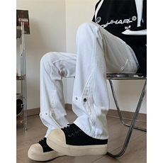 美式高街vibe风黑色排扣小众牛仔裤男痞帅宽松直筒炸街裤KZ113，男装牛仔裤，星座1116A-1（原606A）
