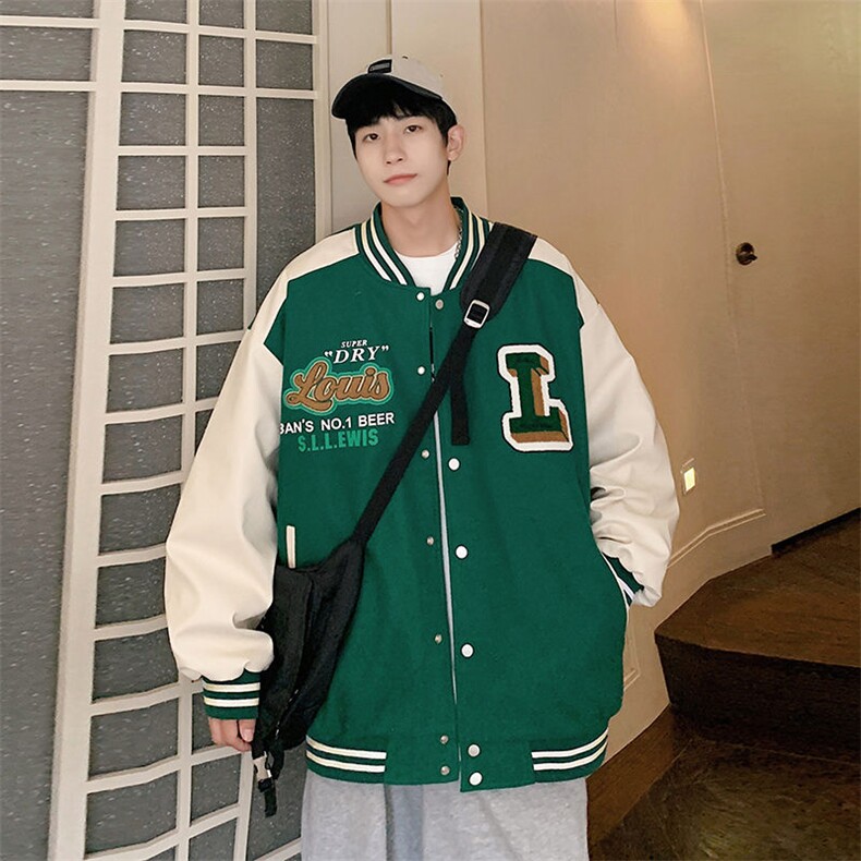 港风上衣夹克宽松落肩拼色棒球服外套JK710-P65,男装夹克,星座1204-3
