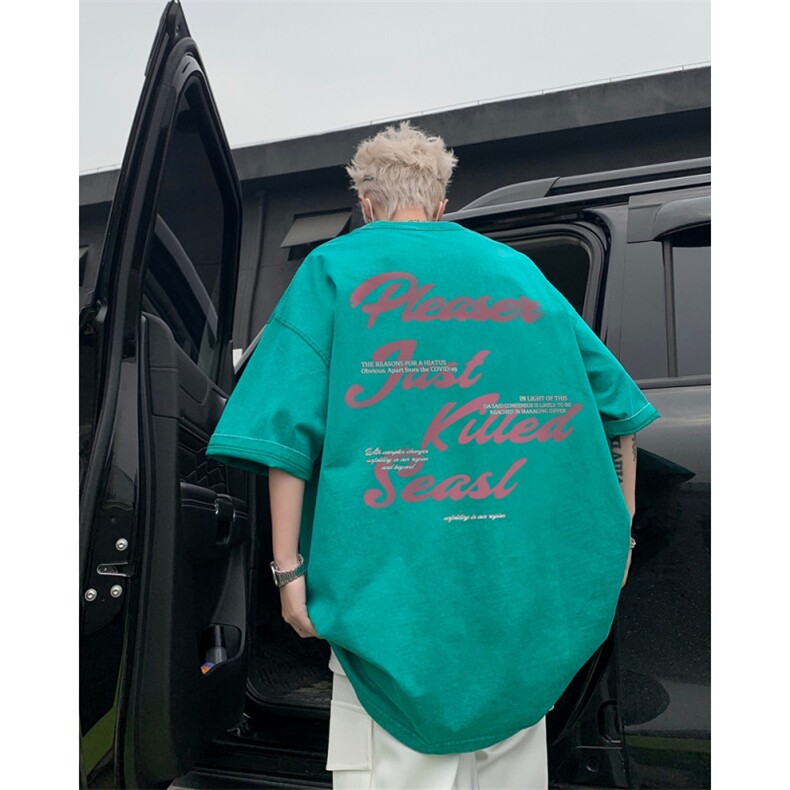 创意字母美式水洗短袖男高街夏季大码短袖XZ517A-3-ZJ054T-P38,男装T恤,星座517A-3
