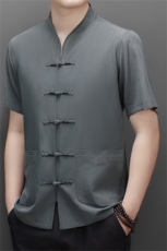 2024风唐装短袖衬衫男夏季中老年风新中式汉服MJ5103-P65，男装衬衫，星座1105-3
