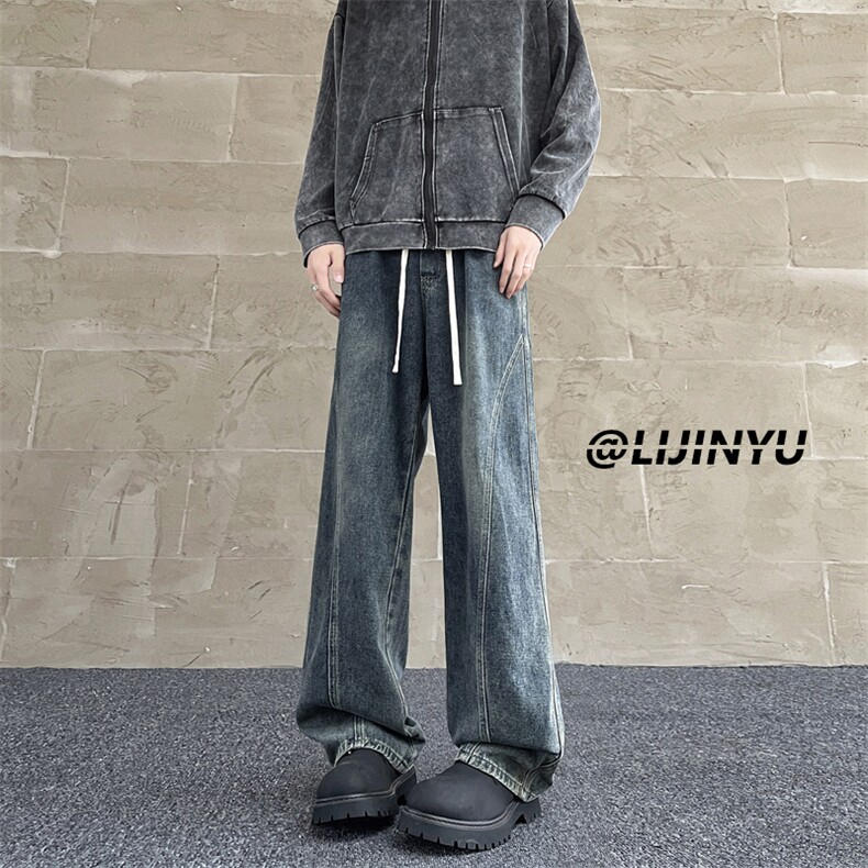 休闲裤男款新款美式潮牌直筒宽松阔腿裤子运动长裤K760-特批-50图片
