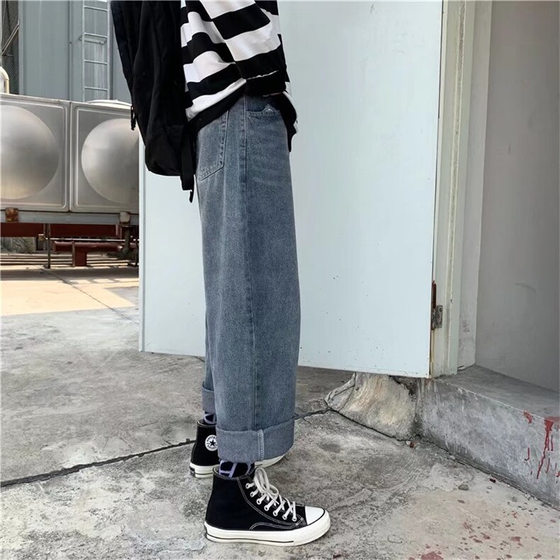 新款水洗黑色牛仔阔腿裤C12P36，男装牛仔裤，星座1116-2