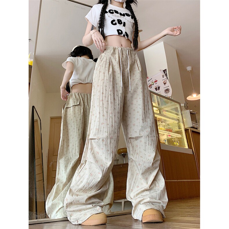 AK2215-P40碎花工装裤女夏季高腰宽松休闲阔腿裤,男装工装外套,星座617A-2