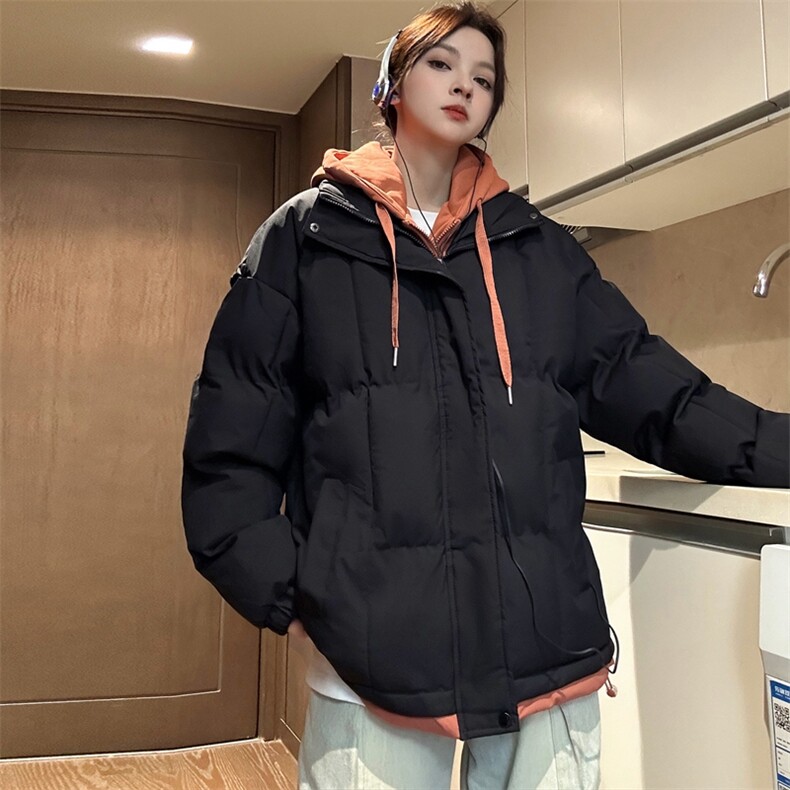 中性风冬季防水防寒加厚保暖光版连帽假两件棉衣二开MY888P85,男装棉衣,星座309（原A406）