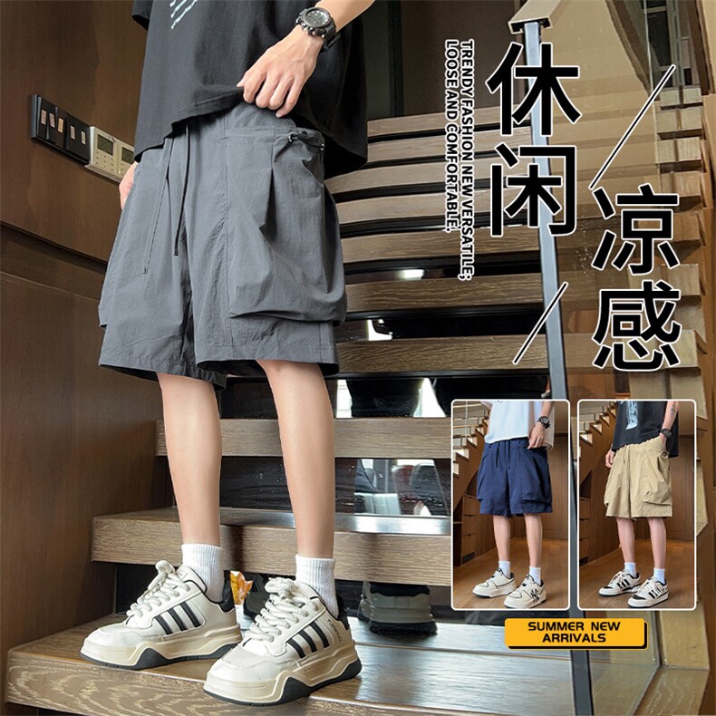 抖音品质短裤男设计感潮牌扎染宽松大口袋A146-GY525特p30量大优,男装牛仔裤,HDA146