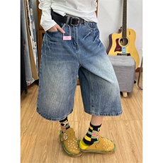 大码美式复古窄版牛仔短裤夏季新款设计感宽松七分裤N8032，男装牛仔裤，星座1116A（原606A-3）
