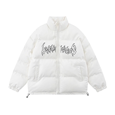 白底23冬季时尚百搭宽松字母印花PU皮棉服外套MY6455P115控158，男装棉衣，电商A268-1