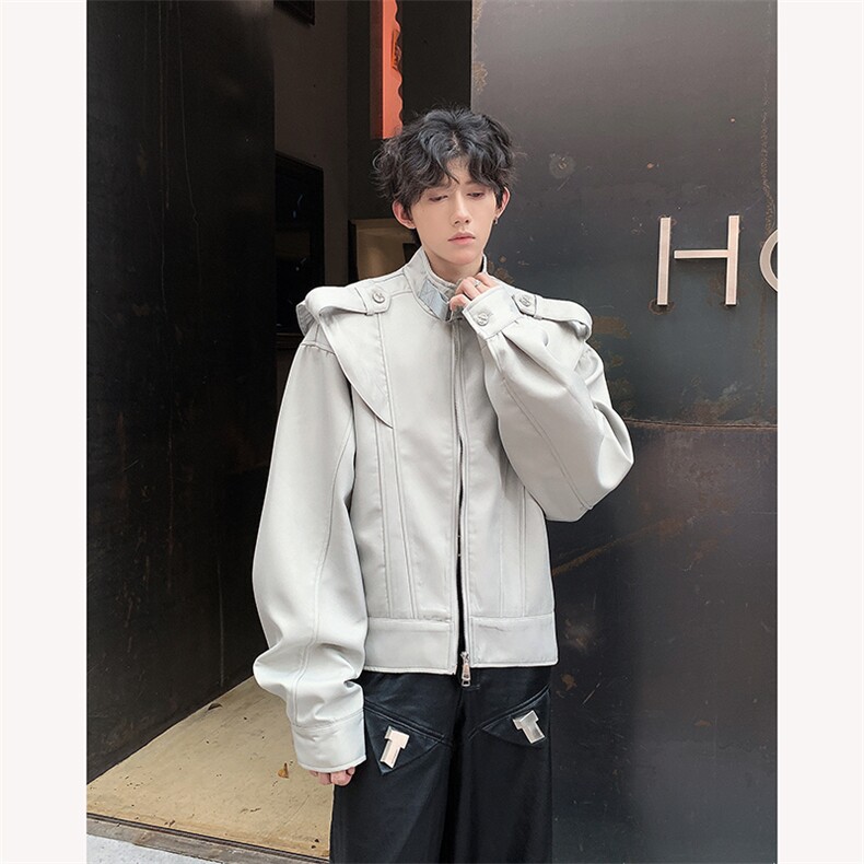 现货！24秋冬男士小飞袖短款金属扣酷帅夹克外套JK45-P128,男装夹克,电商B288