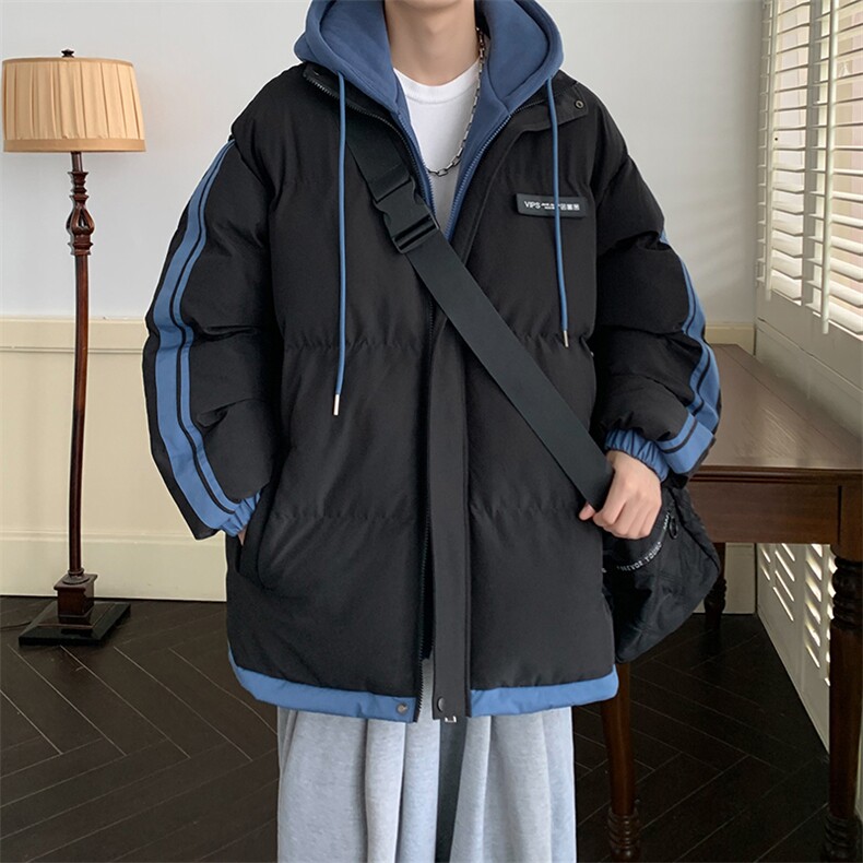 棉衣男冬季新款港风宽松大码假两件连帽棉服MF8587-P88(现货图片