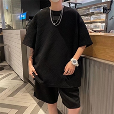 五分袖套装男装帅气痞帅炸街夏装两件套衣服潮穿搭潮牌W2712-P45，男装休闲套装，星座412-3