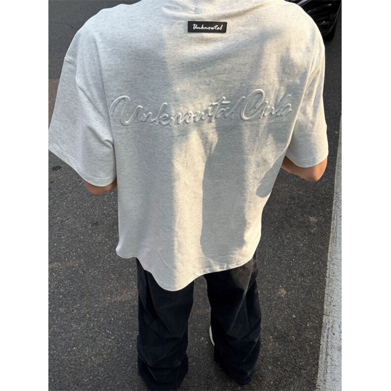 H0952-P35凹凸钢印+胶标220克纯棉+包边螺纹领短袖T恤男女同款，女装T恤，星座617A-2