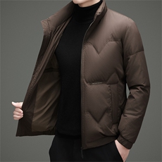 新款秋冬款立领50绒子白鸭绒羽绒服外套中年男士加厚羽绒服夹克，男装夹克，钱塘723