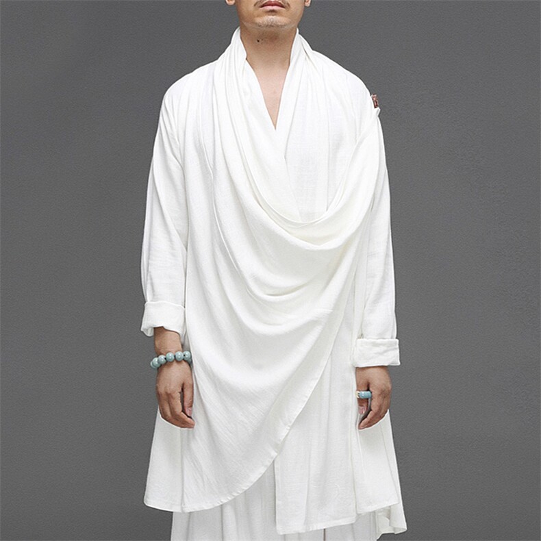 棉麻打坐居士汉服宽松长款披风衣民族套装瑜伽服Q9220-P190,男装民族服装,星座1105-3