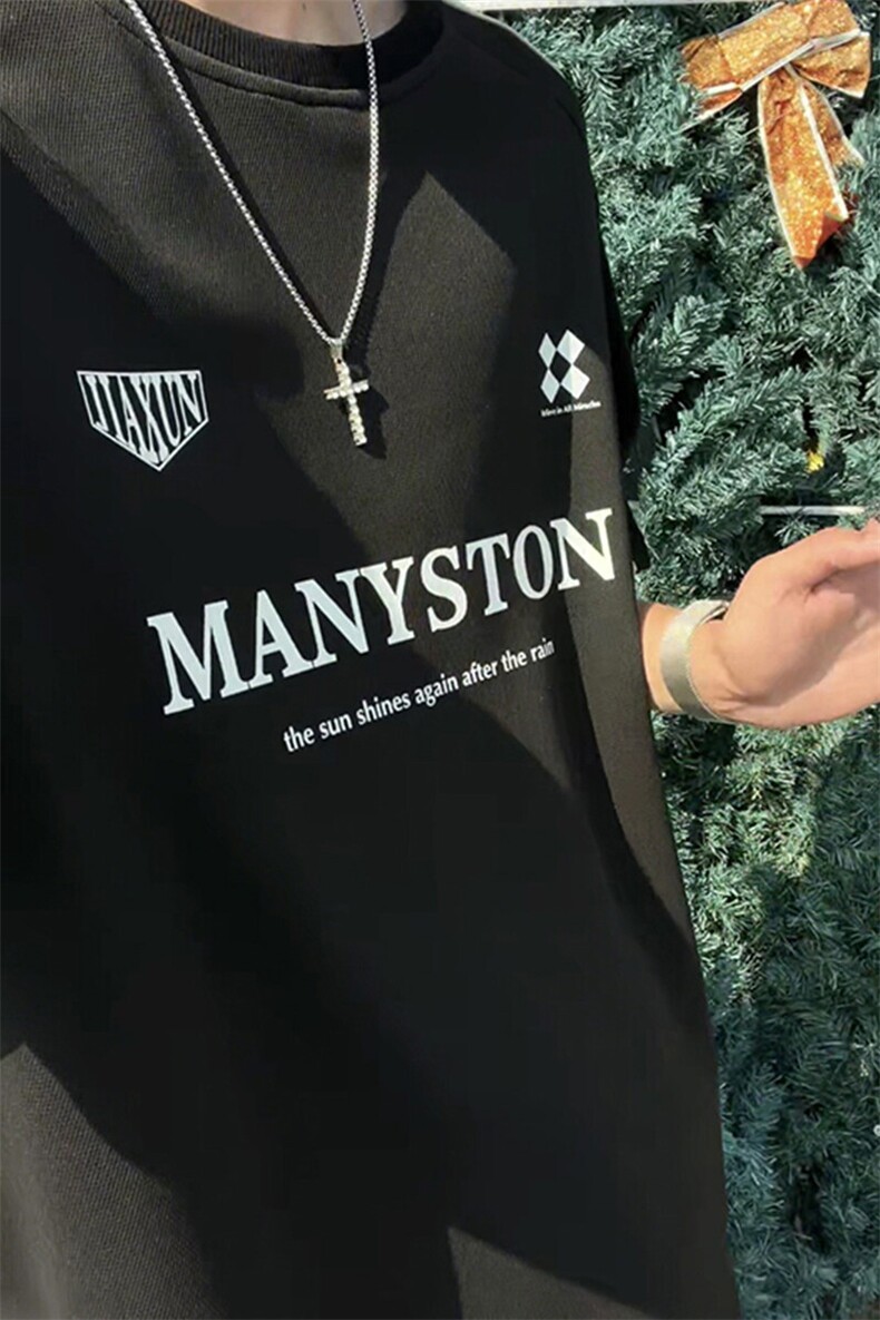 美式复古重磅撞色拼接T恤短袖男夏季印花插肩袖T3674-特价P35,男装T恤,电商A007