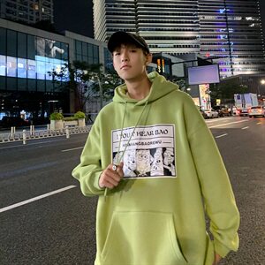 WY10-P48   秋冬男装港风大码时尚潮流连帽卫衣男套头衫图片