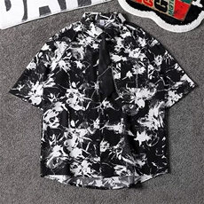 夏款男短袖衬衫扎染印花宽松衬衣送项链领带CS560P40，男装衬衫，星座1013-1