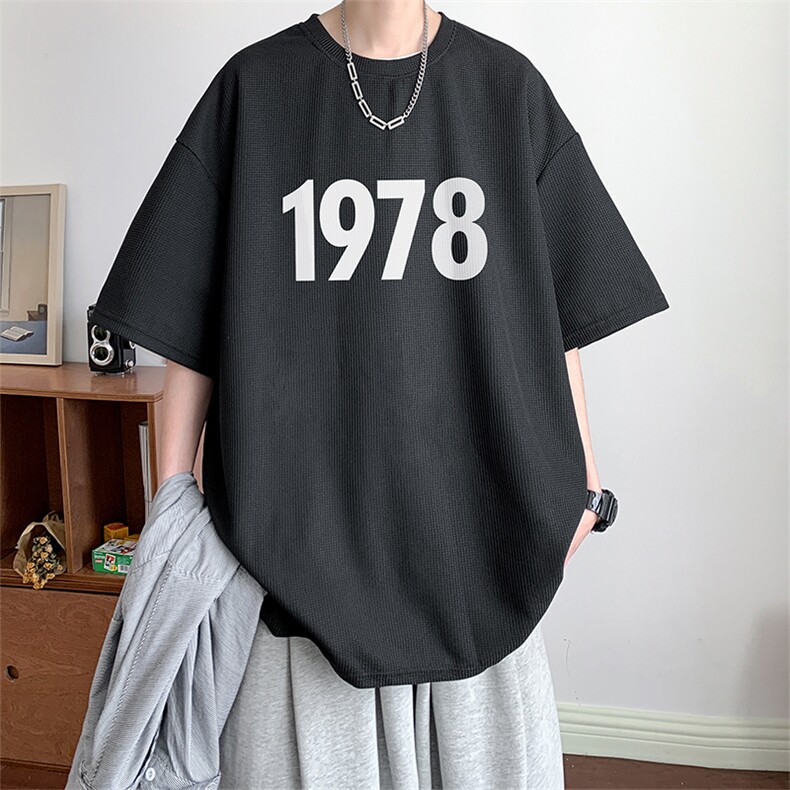 ！2024夏季新款男士字母印花华夫格短袖T恤半袖TXH331P25图片