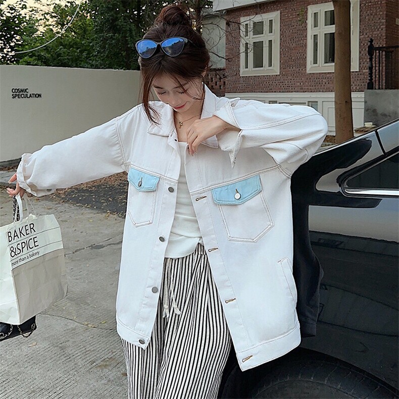 水洗牛仔外套新款秋冬季宽松美式复古小香风设计感小众NZ016-75图片