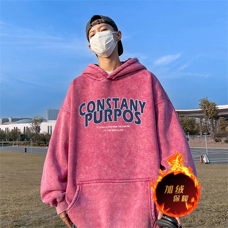 直播品质 500克重磅美式印花做旧加绒加厚水洗卫衣冬 SL1675特P65图片